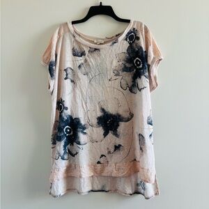 VTG Bellambia Blouse Floral Burnout Pink Sequin Trim Womens 2X Ethereal Feminine